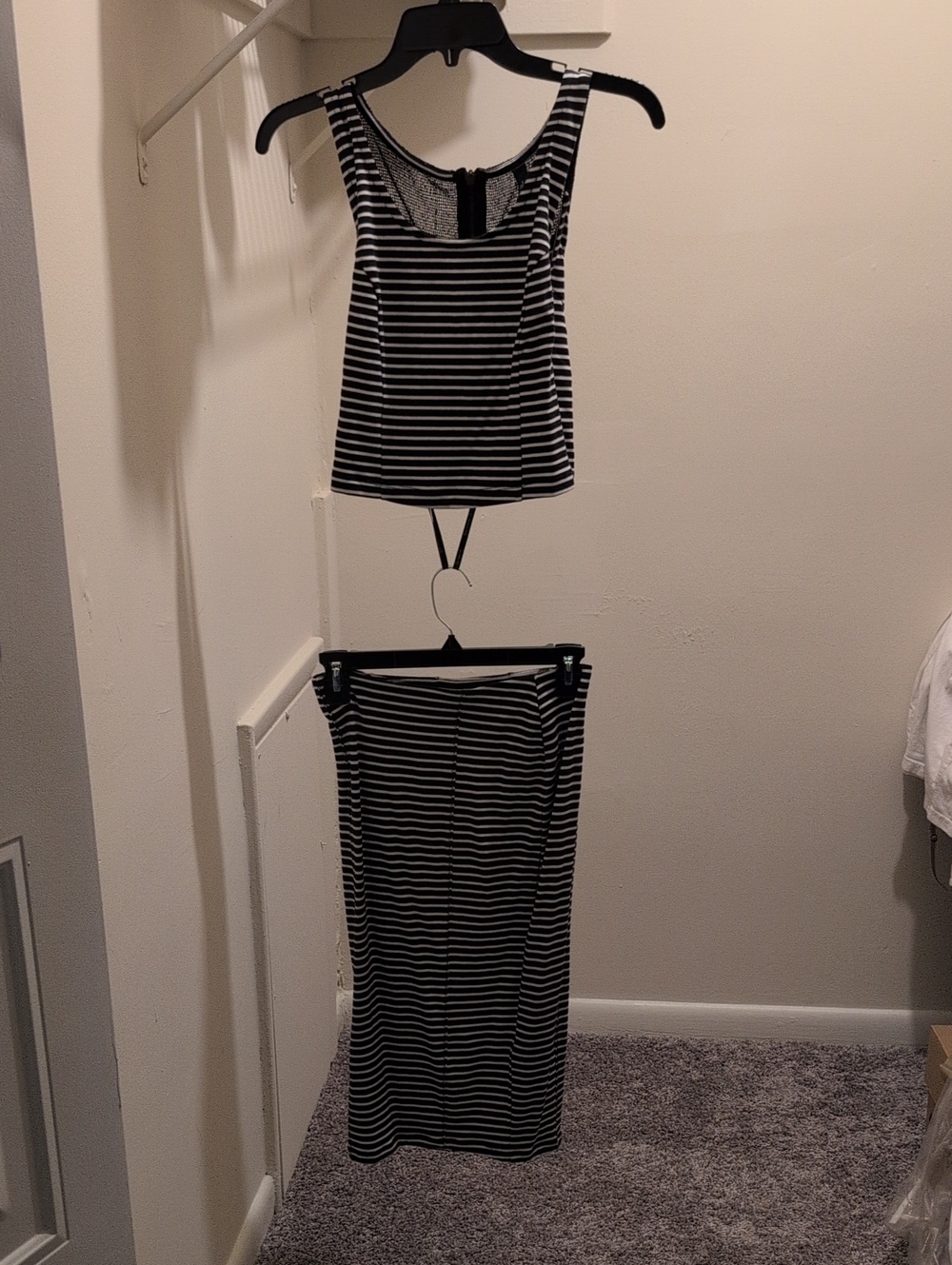 Jessica Simpson Black and White Striped Maxi Skirt